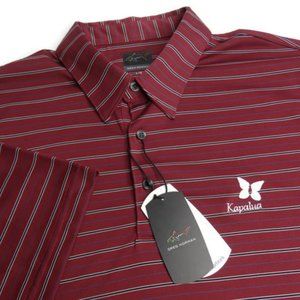 NEW Greg Norman Men's Large Dark Red Striped Kapalua Golf Polo Shirt